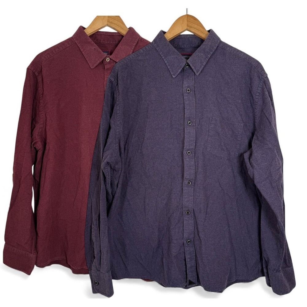UNTUCKit Men's 2XL 100% Cotton Maroon/Purple Button Up Shirts Bundle Lot of 2